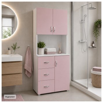 Badschrank Rosa Weiß