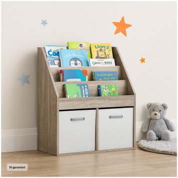 Kinderregal Aufbewahrungsregal mit 5 Fächern Bücherregal für Kinderzimmer Sonoma