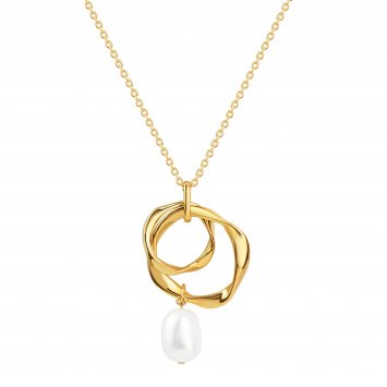 Anhänger mit Kette 925/- Sterling Silber vergoldet Süßwasserperle