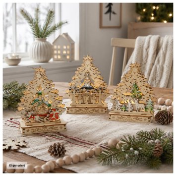 LED Mini-Schwibbögen Weihnachtsbaum 3er-Set
