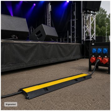Kabelbrücke mit 2 Kabelkanälen Überfahrschutz 96 cm Gelb Schwarz