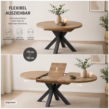 Ausziehtisch 110 - 150 cm amerikanische Eiche Adeel