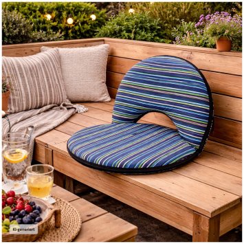 Bodensessel Rund Gestreift Blau Grün Verstellbar Indoor Outdoor bis 150 kg