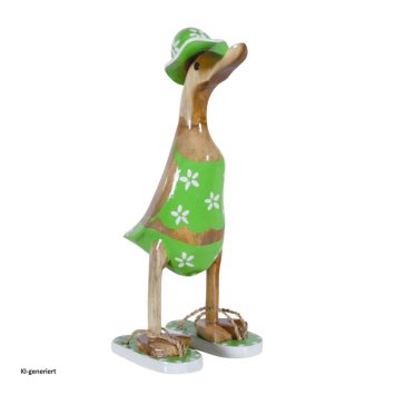Dekoente Gundula Gänseblümchen aus Holz 25 cm Grüne Landhaus Dekoration