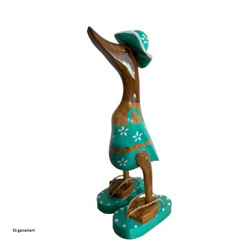 Dekoente Trudi Tropenquak aus Holz 25 cm Sommerliche Ente mit Flip-Flops