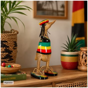 Dekoente Rasta Quakley aus Holz 25 cm Bunte Reggae Dekoration