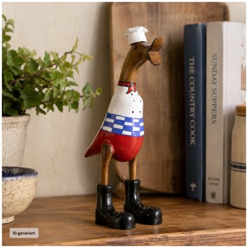 Dekoente Quak à la Bistro aus Holz 25 cm Küchen Deko im Bistro Stil