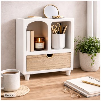 Minikommode mit Schublade MDF Aufbewahrungsschrank mit offenen Fächern