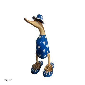 Dekoente Quakeline von Watschel aus Holz 25 cm Blaue Herz Dekoration