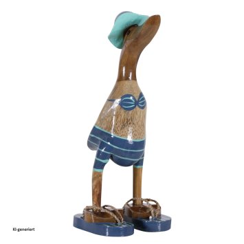 Dekoente Bikini-Berta Schnabelsonne aus Holz 25 cm Sommerliche Badeenten Deko