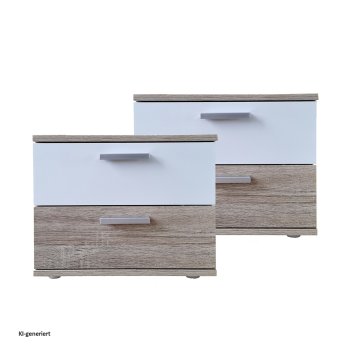 Nachtschrank 2er Set Sonoma Weiß