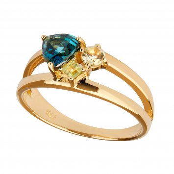 Ring 925 Silber vergoldet Glänzend Topas Peridot Lemonquartz