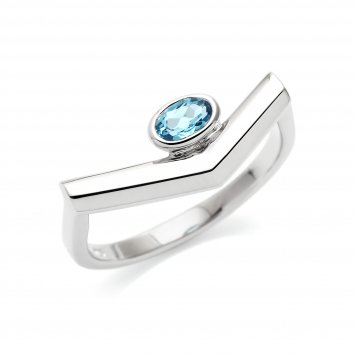 Ring 925 Sterling Silber rhodiniert Glänzend Topas blau