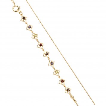 Armband 925 Sterling Silber vergoldet glänzend Granat Peridot Quarz