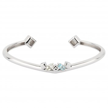 Armband 925 Sterling Silber rhodiniert Glänzend Topas blau