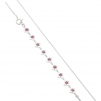 Armband 925 Sterling Silber rhodiniert Glänzend Rhodolith pink