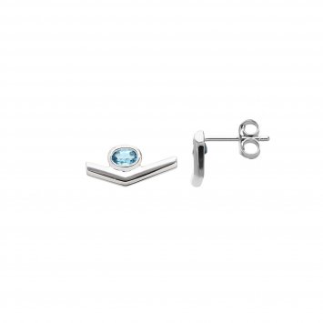 Ohrstecker 925 Sterling Silber rhodiniert Glänzend Topas blau