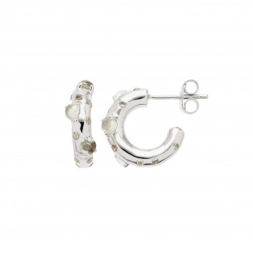 Creolen 925 Sterling Silber rhodiniert Glänzend Amethyst Topas grün