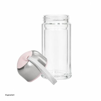 Glas Trinkflasche ToGo 300 ml mit Edelstahl Deckel und Trageschlaufe