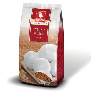 Weiss Pfeffernüsse glasiert würziger Lebkuchen mit Zuckerglasur 200g