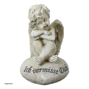 Grabengel, grau "Ich vermisse Dich"