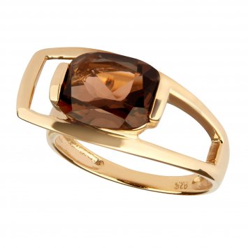 Ring 925 Sterling Silber vergoldet Rauchquarz