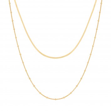 Collier 925 Sterling Silber vergoldet Layering  zweifach Schlangenkette