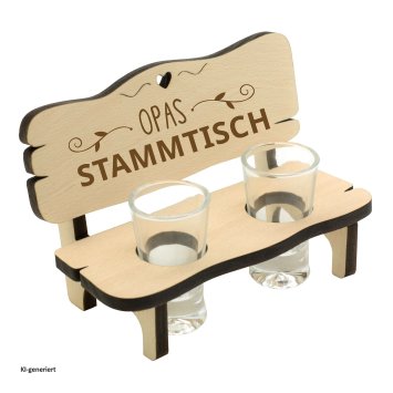 Schnapsbank mit 2 Gläsern Opas Stammtisch