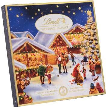 Lindt Weihnachtsmarkt Tischkalender Mischung aus MiniKugeln 115g