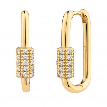 Klapp-Creolen 925  Silber vergoldet Zirkonia