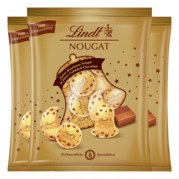 Lindt Nougat Baumbehang Pralinen aus Vollmilchschokolade 100g 3er Pack