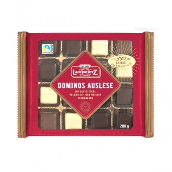 Dominos Auslese mit Zartbitter Vollmilch und Weißerschokolade 200g