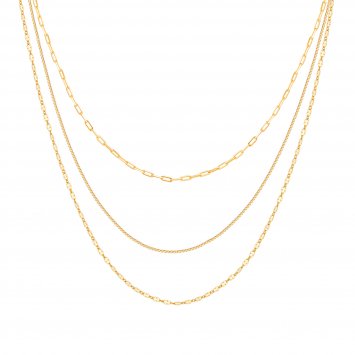 Collier 925 Sterling Silber vergoldet Layering  dreifach
