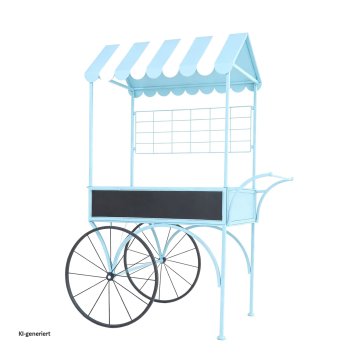 Blumenwagen Vintage Metall blau Dekowagen Buffetwagen auf Rädern