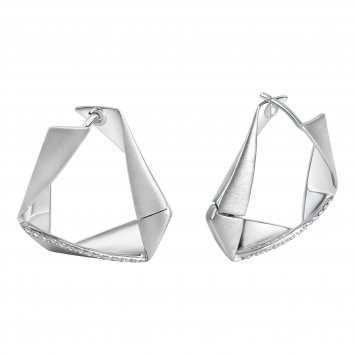 Klappcreolen 925/- Sterling Silber rhodiniert Zirkonia