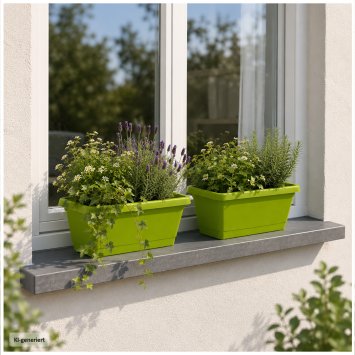 Blumenkasten mit Wasserspeicher 40 cm 2er Set Grün