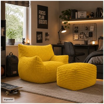 Loungesessel mit Hocker in Gelb