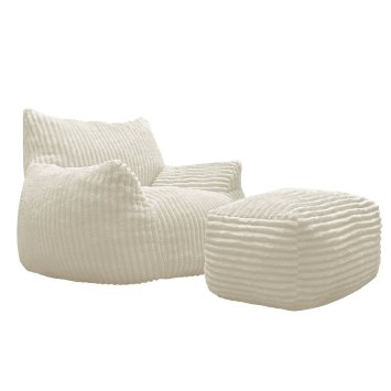Loungesessel mit Hocker in Beige