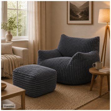 Loungesessel mit Hocker in Grau