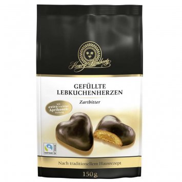 Lambertz Lebkuchen Herzen gefüllt mit Zartbitterschokolade 150g