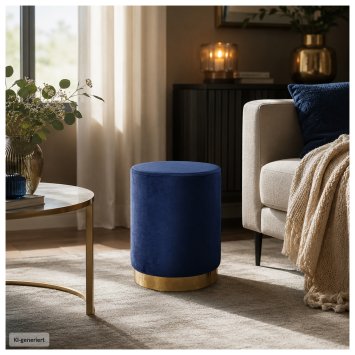 Hocker Reese Velvet Blau