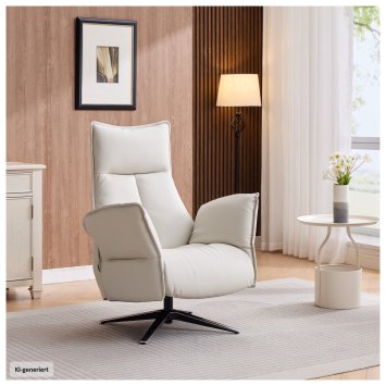 Relaxsessel Edith mit Liegefunktion Kunstleder Creme