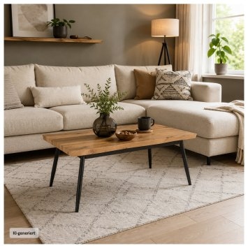 Couchtisch Edmund Rechteckig mit Wellenkante Artisaneiche