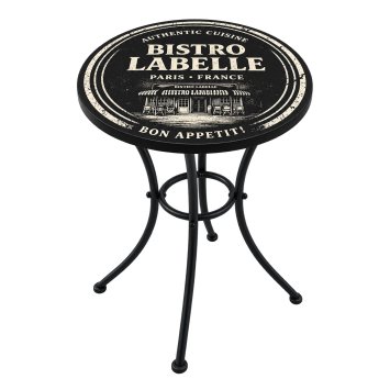 Bistrotisch rund mit Bistro Motiv in Schwarz