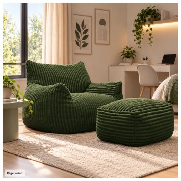 Softsessel Adina mit Hocker Grün Bodensessel 103 x 70 x 90 cm