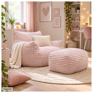Softsessel Adina mit Hocker Rosa Bodensessel 103 x 70 x 90 cm