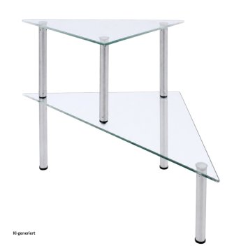 Modernes Glas Eckregal mit Metallgestell 49 x 35 x 33 cm