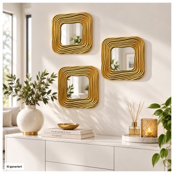 Spiegelset Ava 3-teilig Gold 25 x 25 cm