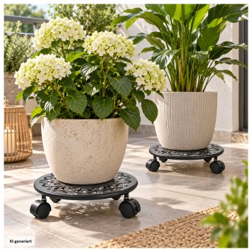 Pflanzenroller Petunia Metall 2er-Set Schwarz