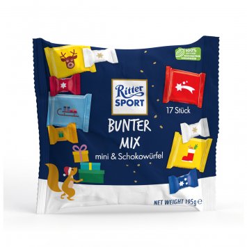 Ritter Sport Bunter Mix Minis und Schokowürfel 17 Stück 195g